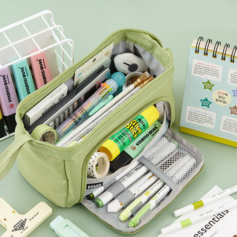 Green Portable Pencil Case, Stationery Pouch, Pencil Box, Large Capacity Pencil  Case, Hand-held Pencil Case, Stationery Box, Cosmetic Bag