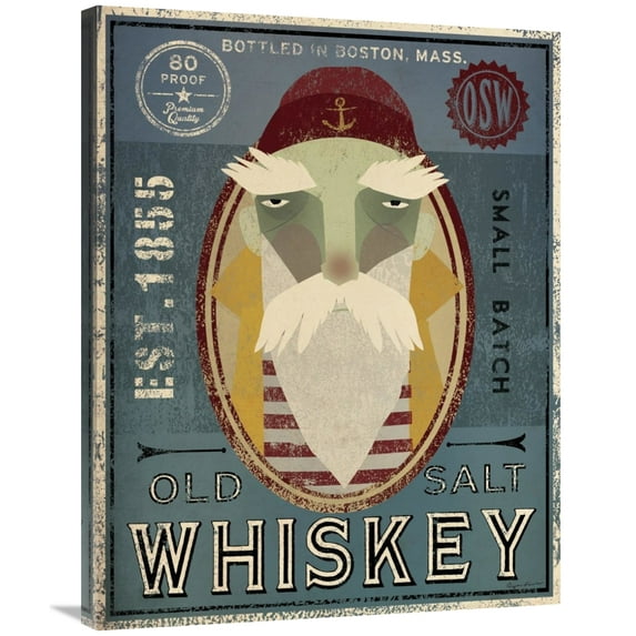 Global Gallery's 'Fisherman VIII Old Salt Whiskey' By Ryan Fowler Stretched Canvas Wall Art