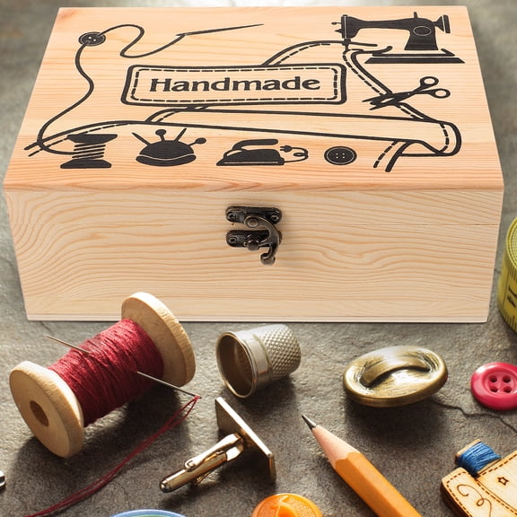 LOLIPPYY Wooden Sewing Tool Basket for Household Use, Small Wood Box for Sewing Needles and Pins Storage