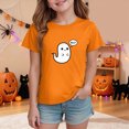 thumbnail image 2 of KPOPLK Kid Girls Halloween Shirts Fall Short Sleeve Crewneck Graphic T-Shirt Spooky Season Outfits Tees Tops 1-14Years,Size 2-3 Years, 2 of 5