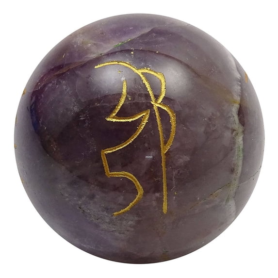 Harmonize Symbols Lace Amethys Stone Sphere Ball Engraved Balancing Reiki Healing Stone