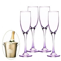 ACDANC 4Pcs Champagne Flutes Plastic Purple 5 oz Champagne Glasses Cocktail Cups for New Year Party Gathering