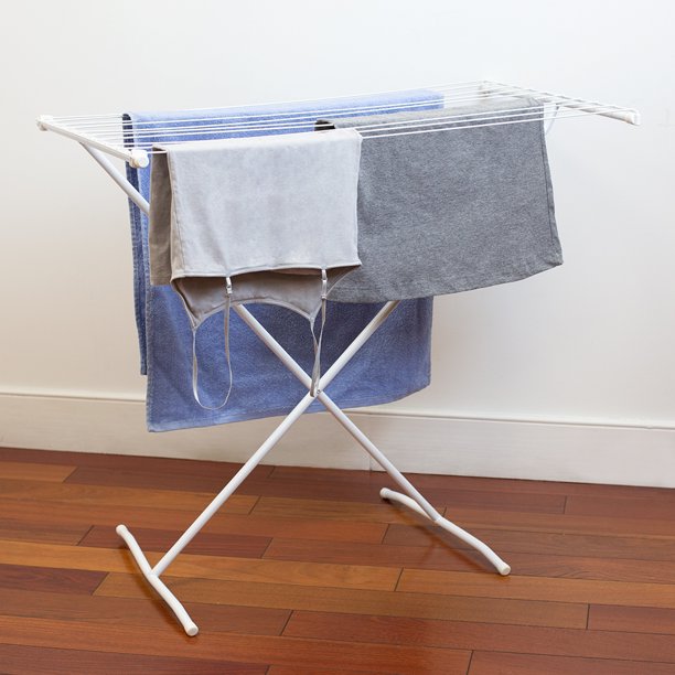 Folding 10 Rod Metal Clothes Drying Rack, White