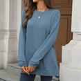 thumbnail image 5 of Maplenight Crew Neck Tops for Women Knit Long Sleeve Casual Tunic Sweaters Solid Side Slit Womens Pullover Tops for Fall Winter, 5 of 7