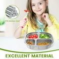 thumbnail image 5 of Sutowe Divided Plate 316 Stainless Steel Portion Control Tray with Lid 4 Compartments Portion Control Dish Kid Plate Snack Container for Camping Picnic School, 5 of 8