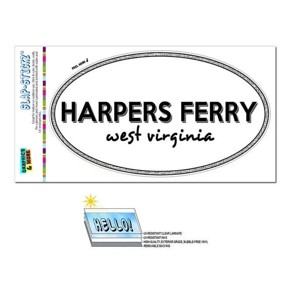 Harpers Ferry, WV - West Virginia - Black and White - City State - Oval Laminated Sticker