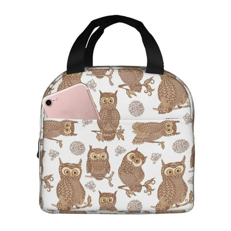 Insulated Lunch Bag for Women Men - Ethnic Style Owl Leakproof Cooler Lunch Box for Women Men  Lunch Tote Bags for Work School Picnic Travel