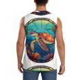 thumbnail image 4 of Easygdp Sea Turtle in Coral Men's Breathable Tank Tops Sleeveless Sporty T Shirts for Basketball, Mountaineering, Bodybuilding -3X-Large, 4 of 8