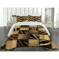 thumbnail image 2 of Ambesonne Savannah Quilted Coverlet 3 Pcs, Earthy Wildlife Patchwork, Queen Size, Black and Brown, 2 of 4