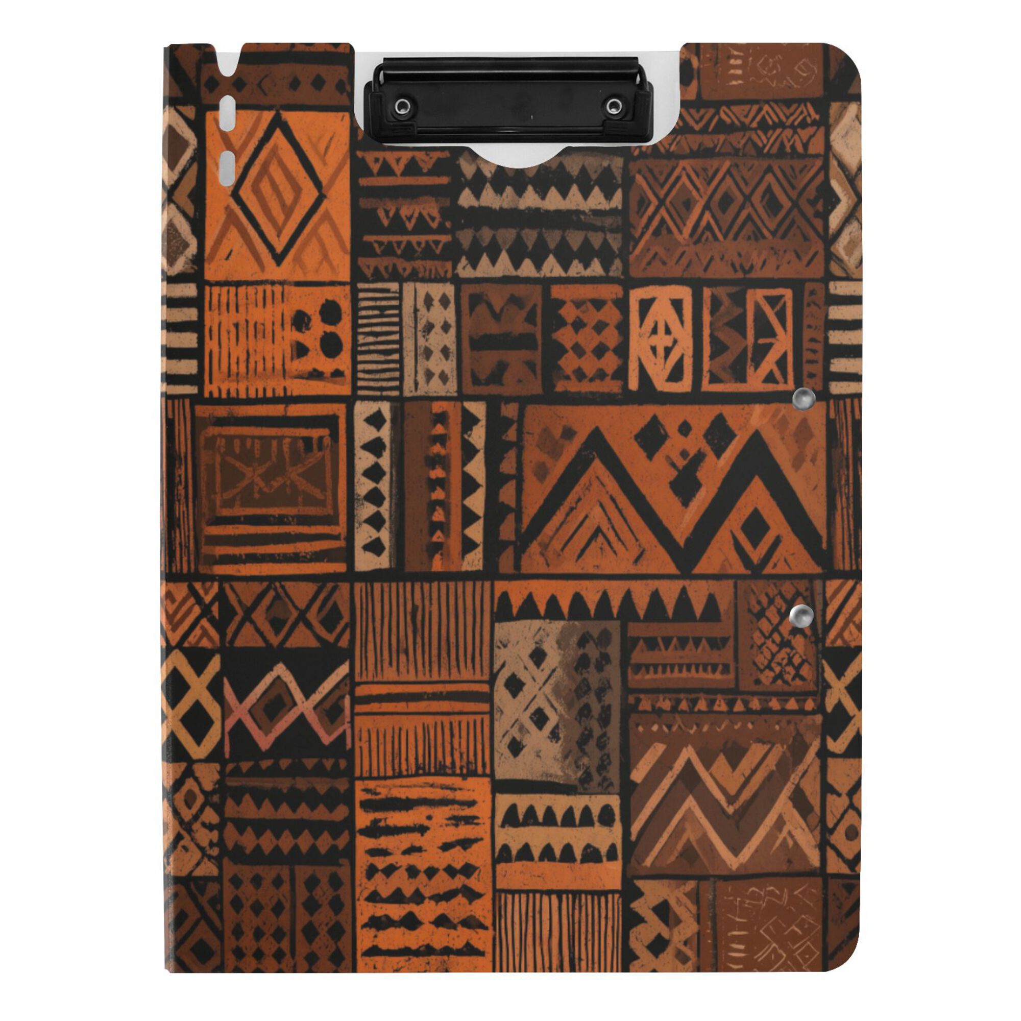 FORMRS A4 Clipboard Folder with Pen Holder Horizontal Foldable School Office Binder, Abstract Tribal Pattern