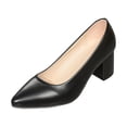 thumbnail image 7 of Womens Pointed Toe Pumps Casual Chunky Low Block Heels Shoes Trendy Slip on Office Work Business Dress Shoes Black Size 6.5, 7 of 7