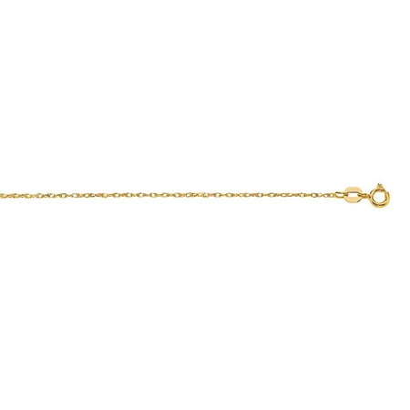 10k 18 Inch Yellow Gold Shiny Sparkle-Cut Carded Rope Chain Wit Spring Ring Clasp Necklace