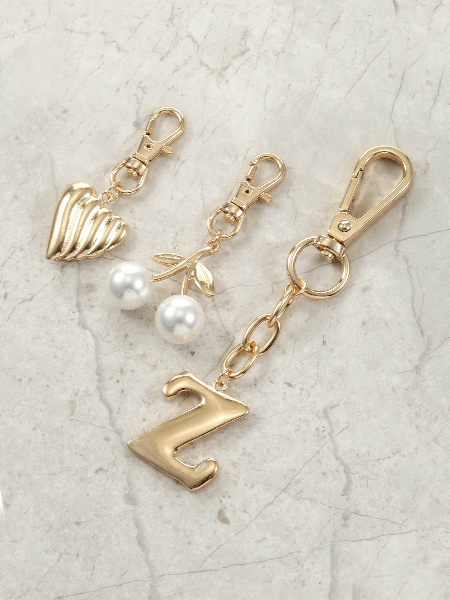 Time and Tru Goldtone Initial Letter Bag Charm Set, 3 Pieces, Letter Z