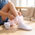 thumbnail image 5 of Dwellite Socks for Girl Fold Cuff Big Lace Frilly Dress Socks Fluffy Ruffles Stretch Socks Pink XL, 5 of 6
