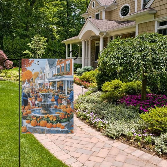 Thanksgiving Town Meeting Garden Flag 12x18 inch Double Sided Outside Yard Decorations for Home Outdoor