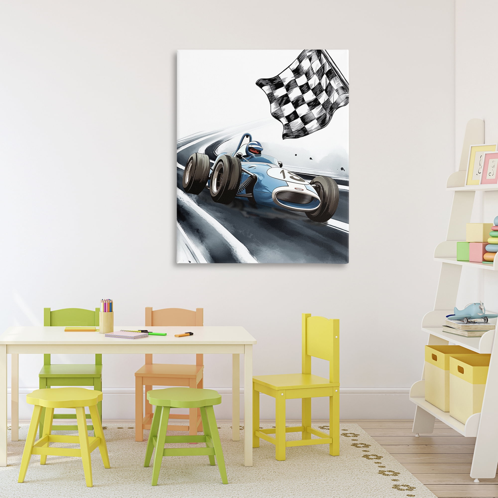Stupell Industries Dynamic Racecar Driving Canvas Wall Art, design by Christine Simpson Art