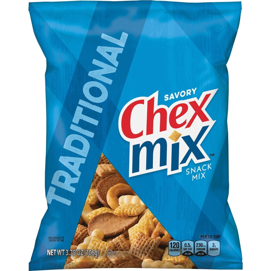 Chex Mix Traditional Snack Mix Corn, Wheat 3.75 oz 8 / Carton