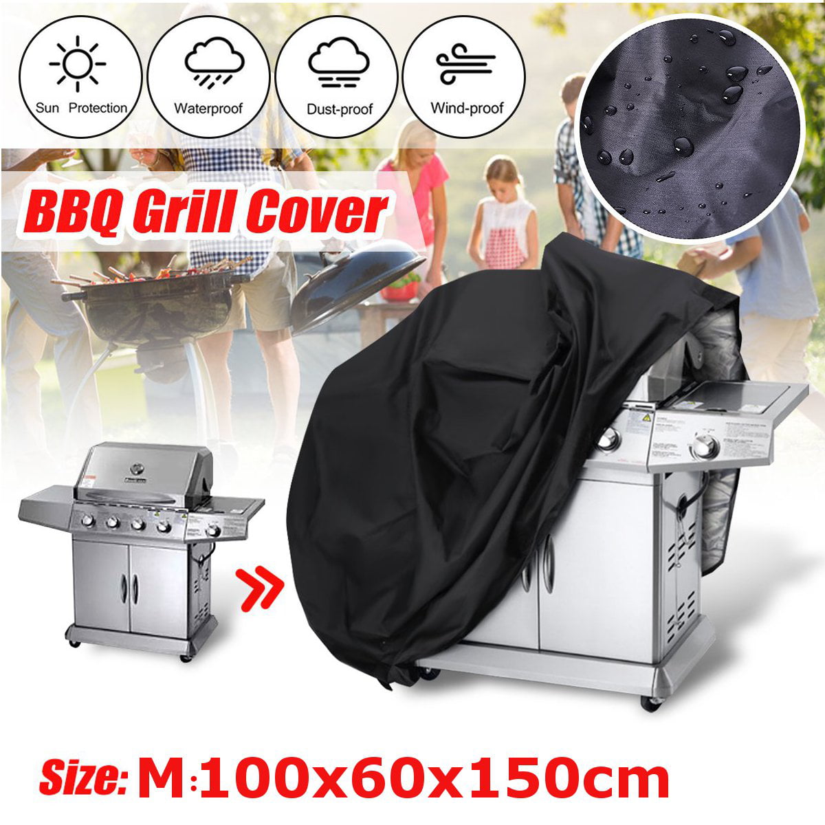 S/M/L BBQ Cover Heavy Duty Waterproof Rain Gas Barbeque Grill Garden Protector 