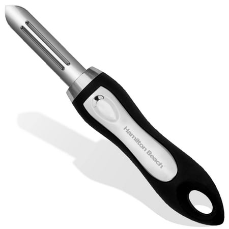 

Hamilton Beach Peeler Stainless Steel 8in soft touch handle Vegetable Peeler Ergonomic Handle for Safety and Control & Sharp Blade Great for Apples Carrots and Potatoes Dishwasher Safe - Black