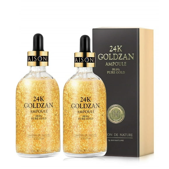 Serum 24K, 2 Piezas de 100ml Goldzan Maison de Nature. Serum Facial Antiarrugas Hidratante con Esencia 24K. Aclara, Revitaliza, Restablece y Tonifica la Piel Maison de Nature Maison de Nature