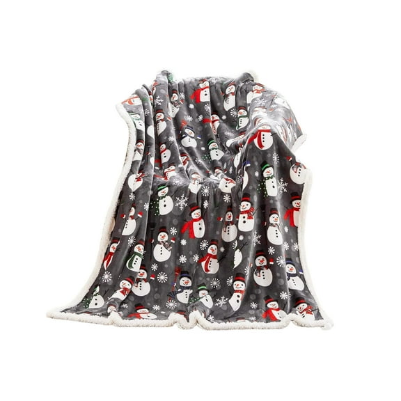 SLYNSHome Christmas Throw Blanket,Cute Snowmen Fuzzy Warm Super Soft Plush Blanket for Bed,Sofa and Couch 39x29 inch - Gray