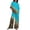 Sky Blue, variant on Women's Leopard Print Short Sleeve Crew Neck T Shirt Top with Pocket and Pants Set Casual Two Piece Outfit XXL