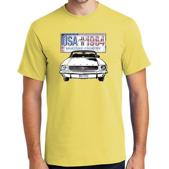 Buy Cool Shirts '64 Ford Mustang Country Cotton T-shirt, Small Yellow