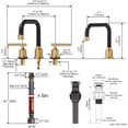 thumbnail image 3 of WOWOW Widespread Bathroom Faucet 3 Hole Bathroom Sink Faucet 2 Handle Vanity Faucet 8 Inch with Pop-Up Drain Black and Gold, 3 of 6