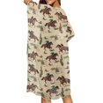 thumbnail image 3 of Xoenoiee Horse Cactus Print Women's Swimsuit Cover Up Shirt Half Sleeve Bathing Suit Coverups Summer Kimono Cardigan Beach Cover Ups, 3 of 7