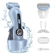 Electric Razor for Women, Painless Womens Electric Shaver, Low Noise Bikini Trimmer Body Hair Removal Rechargeable Wet/Dry Cordless Epilator with LCD Display & Charging Stand for Legs Arm Underarms