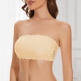 thumbnail image 3 of Sujetador bandeau sin tirantes de encaje para mujer, top tubo acolchado, tirantes transparentes, 3 of 6