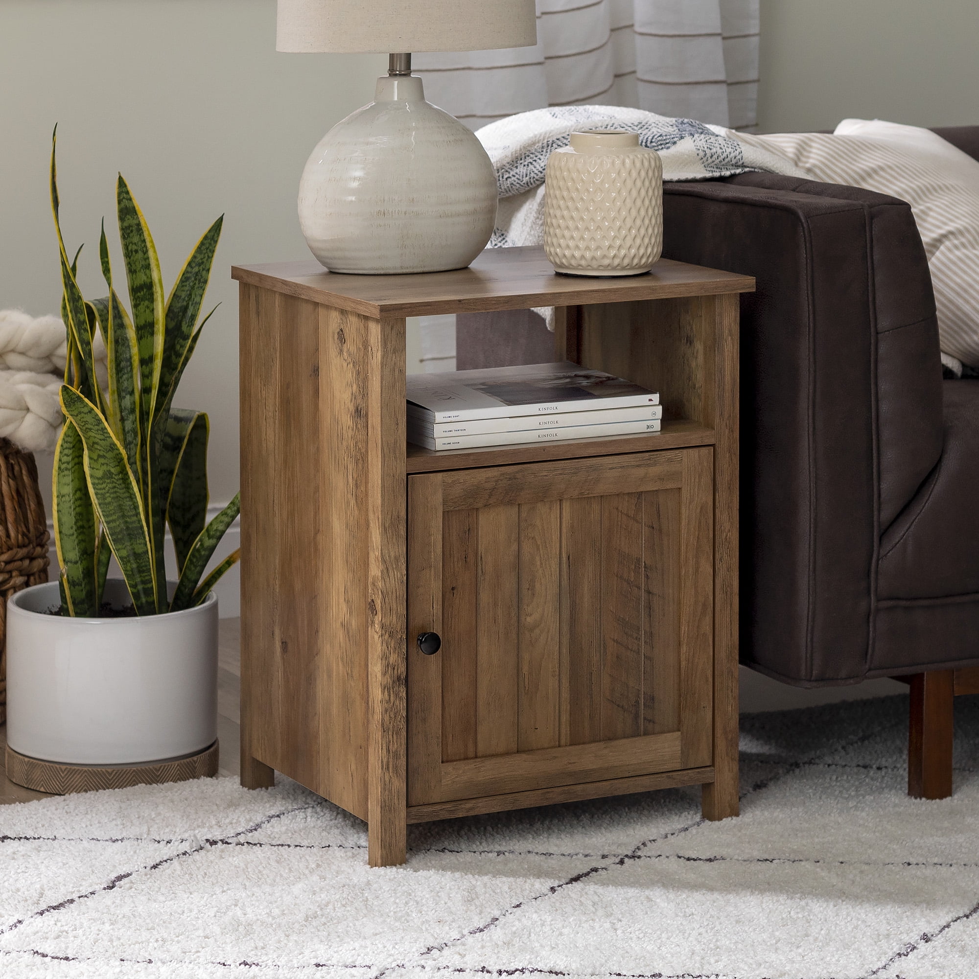 Modern Open Shelf Reclaimed Barnwood End Table by Manor Park Walmart