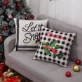 thumbnail image 3 of Christmas Pillow Covers Set of 4 18x18 Black White Plaid Farmhouse Xmas Decorations Green Wreath Pattern Cushion Cases for Sofa Couch, 3 of 9