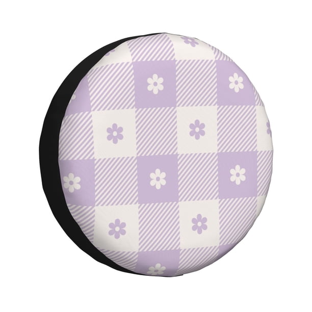 Balery Floral Purple Buffalo Plaid Cubiertas para Neumáticos - Protector Resistente para Neumáticos de Camioneta, SUV, Remolque, Camper y RV-14 inch