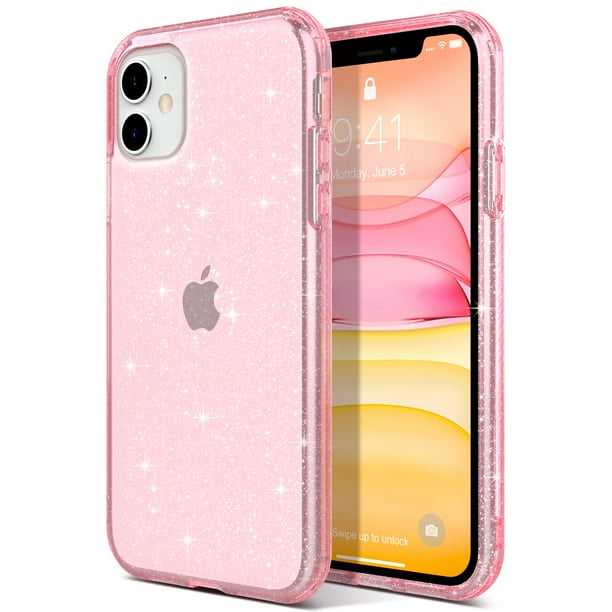 iPhone 11 Case, ULAK Ultra Clear Bling Pink Hybrid Protective Case Slim