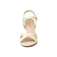 thumbnail image 5 of BLISSFUL STEP Women's Shoes Kitten Heel Open Toe Cross Straps Adjustable Ankle Strap Sandals Beige 9.5, 5 of 8