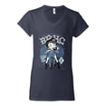 thumbnail image 2 of Wild Bobby Biker Betty Boop MC Motorcycle Club 1930 Betty Boop Women’s Standard V-Neck Tee, Navy, Small, 2 of 5