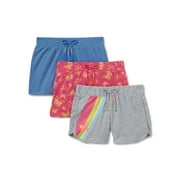 Wonder Nation Girls Printed Pull-On Shorts, 3-Pack, Sizes 4-18 & Plus