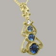 thumbnail image 3 of LBG 10k Gold Genuine Natural Sapphire & Diamond Womens Bohemian Pendant & Chain Necklace - Chain length 20, 3 of 5
