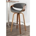 thumbnail image 4 of Curvini Mid-Century Modern Barstool In Walnut Wood And Charcoal Fabric - Set Of 2, 4 of 4