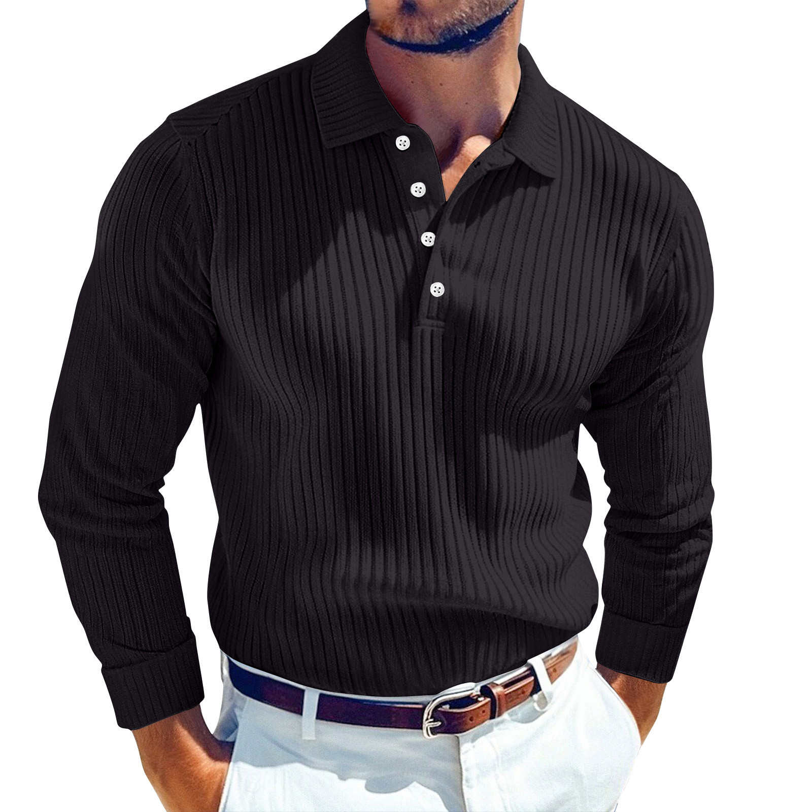 black long sleeve dress shirt walmart Jinda Men's Long Sleeve Dress Shirts Button Down Shirt Fitted Dress Shirt Casual Cotton Regular Fit Button Up Black 18.5