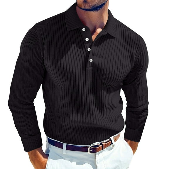 Resicozy Men's Corduroy Shirts Solid Color 2025 Fall Half Button Long Sleeves Shirt Casual Work Collared Shirt Black 3XL