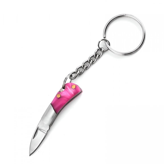 FACEGA Mini Folding Knife Keychain, Pocket-Size Delivery Blade Tool with Clip, Portable Gift Knife for Edc Use Or Utility Tasks, Stainless Steel, Pink