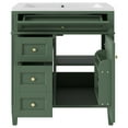 thumbnail image 6 of Bathroom Vanity with Sink 30 Inch, Bathroom Storage Cabinet With 3 Drawers, Cabinet Door Organizer & Adjustable Shelf, Green, 6 of 7
