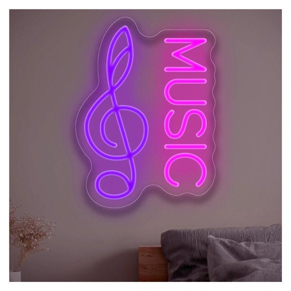 Letrero De Neón Musical Con Nota Musical Para Dormitorio, Estudio, Karaoke, Fiesta, Decoración De Pared, USB Regulable, 30.4x22.2cm