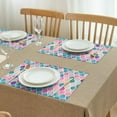 thumbnail image 3 of Multi Color Moroccan Checkered Pattern Summer Placemats Table Placemats Set Of 4-Linen Kitchen Washable Placemats Table Mats 11.8"x17.7" Non-Slip Heat Resistant, 3 of 6