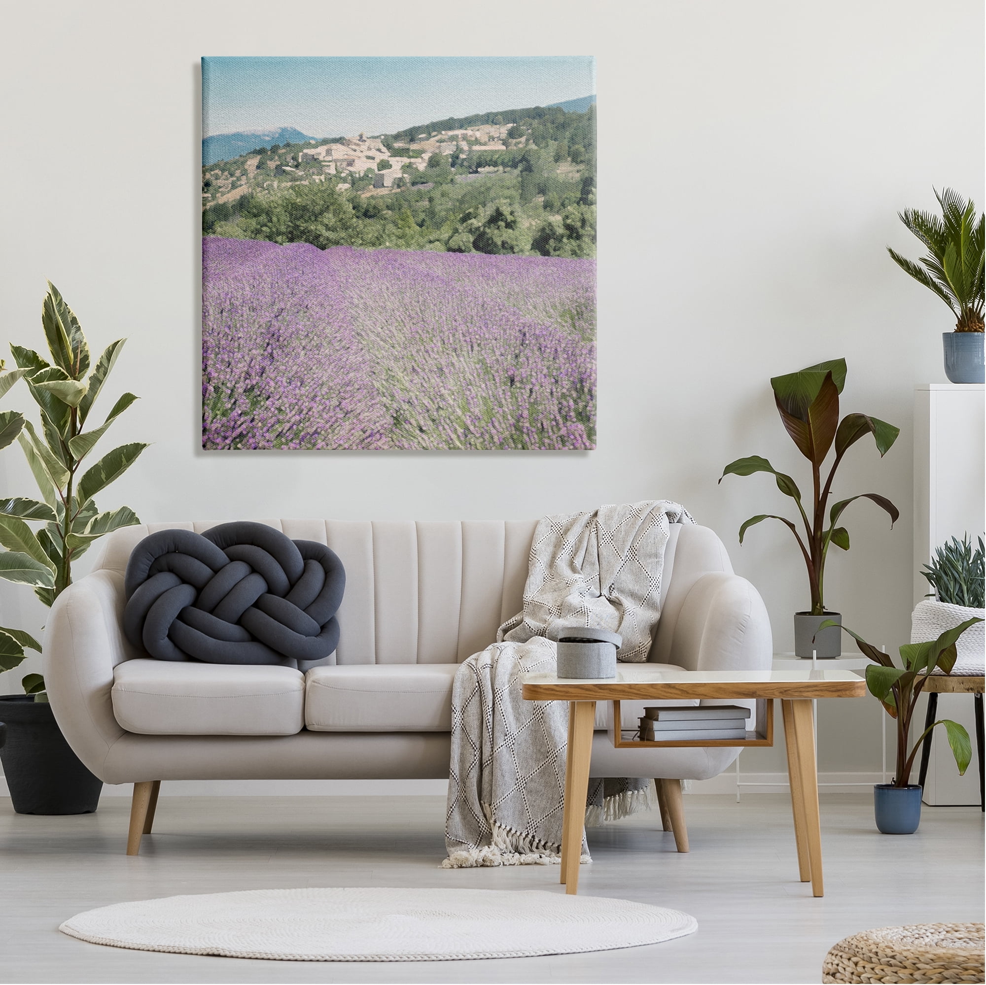 Stupell Industries Lavender Meadow Landscape Nature Painting Gallery Wrapped Canvas Print Wall Art, 36 x 36
