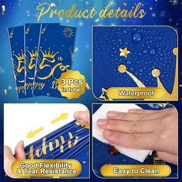 TRHOO-3 Pack 50th Birthday Decorations for Men Women 50th Birthday Tablecloth Disposable 50th Birthday Table Cover 50th Birthday Table Decorations 50th Blue and Gold Table Cloths