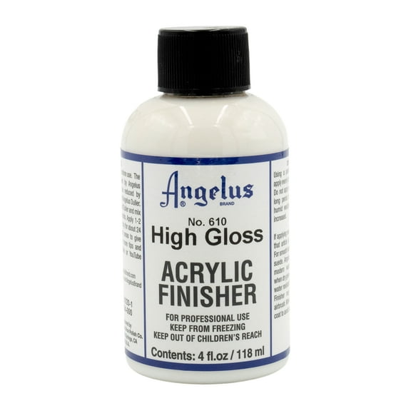 Angelus Leather Articles Shiny Glossy Acrylic Finisher 4 Oz Hi-Gloss W/Additive