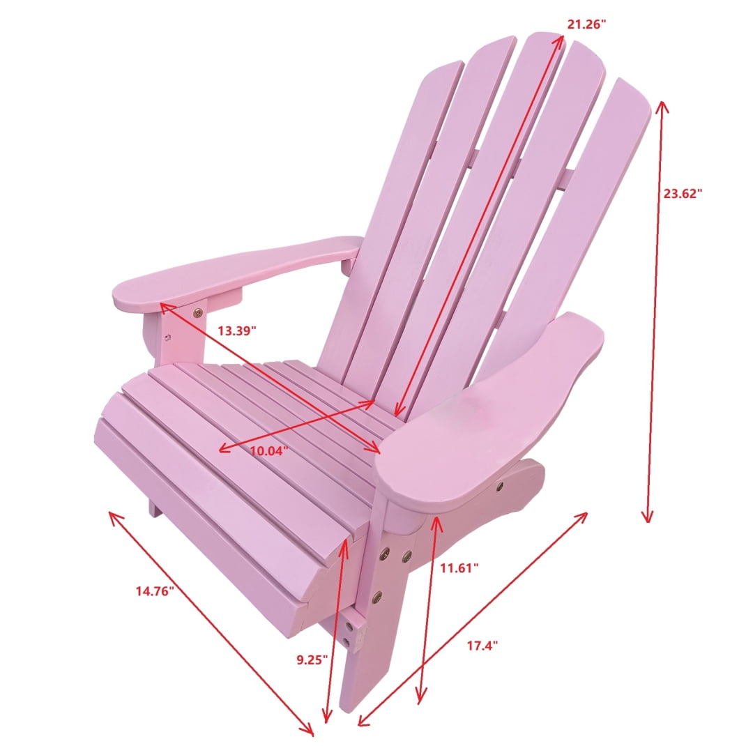 Wood Children Adirondack Chair,Ergonomic All-Weather Adirondack Chairs,Durable Toddler Chair for Outdoor,Garden,Lawn,Indoor,Pink